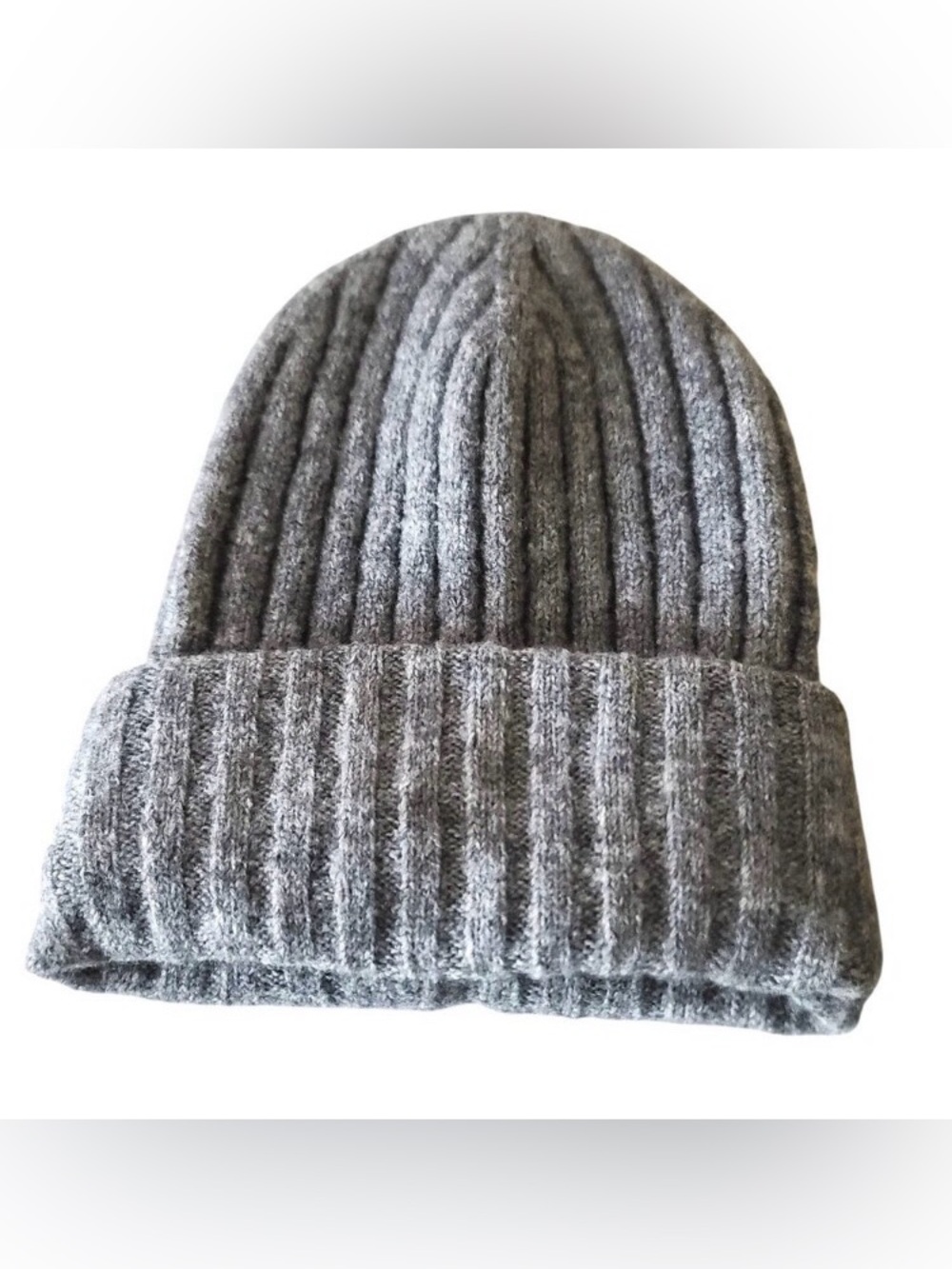 Gray Ribbed Knit Beanie Hat - Men's Winter Accessory